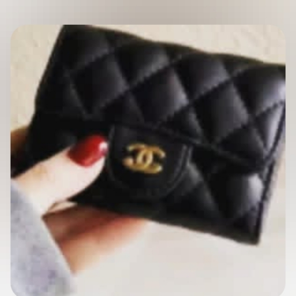 Black Quilted Leather Mini Wallet